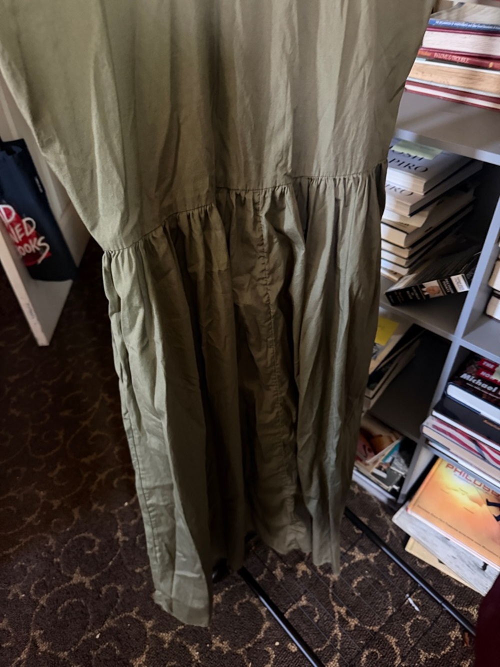 Nordstrom Olive Green Button-Front Shirt Dress - Picture 5 of 6